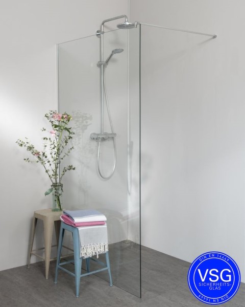 VSG Duschwand bis 120 cm Breite mit Wandprofil